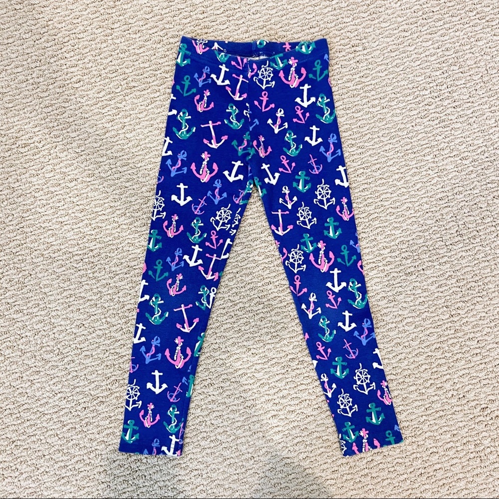 Bright Blue Colorful Anchor Pattered Leggings